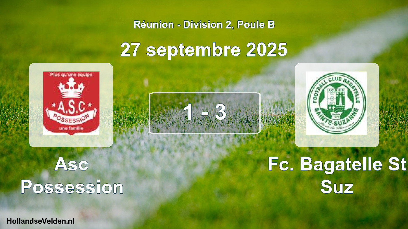 Total number of matches played: Asc Possession - Fc. Bagatelle St Suz 1 - 3 (27 September 2025)