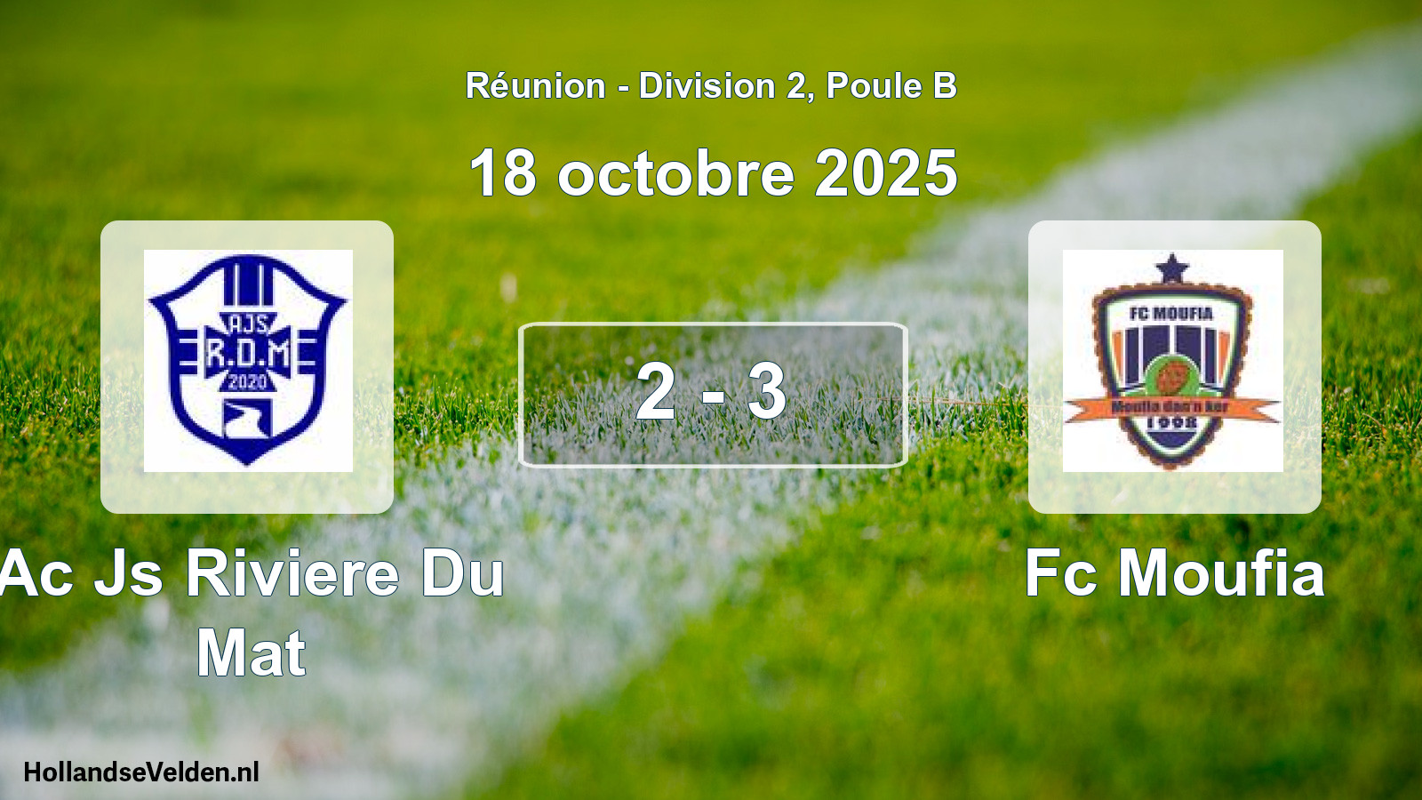Match joué: Ac Js Riviere Du Mat - Fc Moufia 2 - 3 (18 octobre 2025)