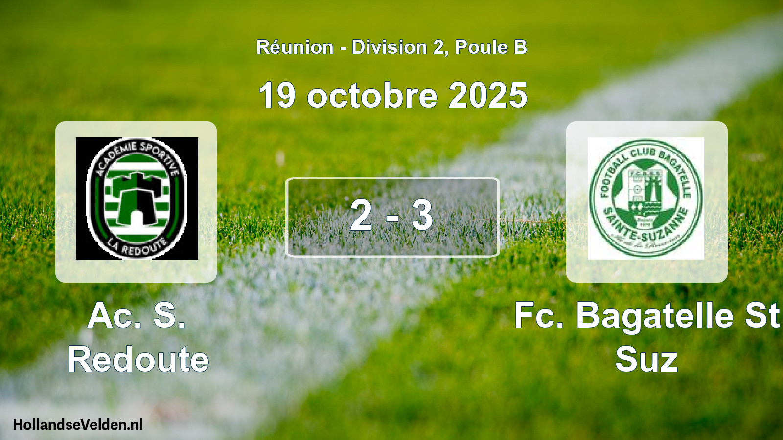 Match joué: Ac. S. Redoute - Fc. Bagatelle St Suz 2 - 3 (19 octobre 2025)