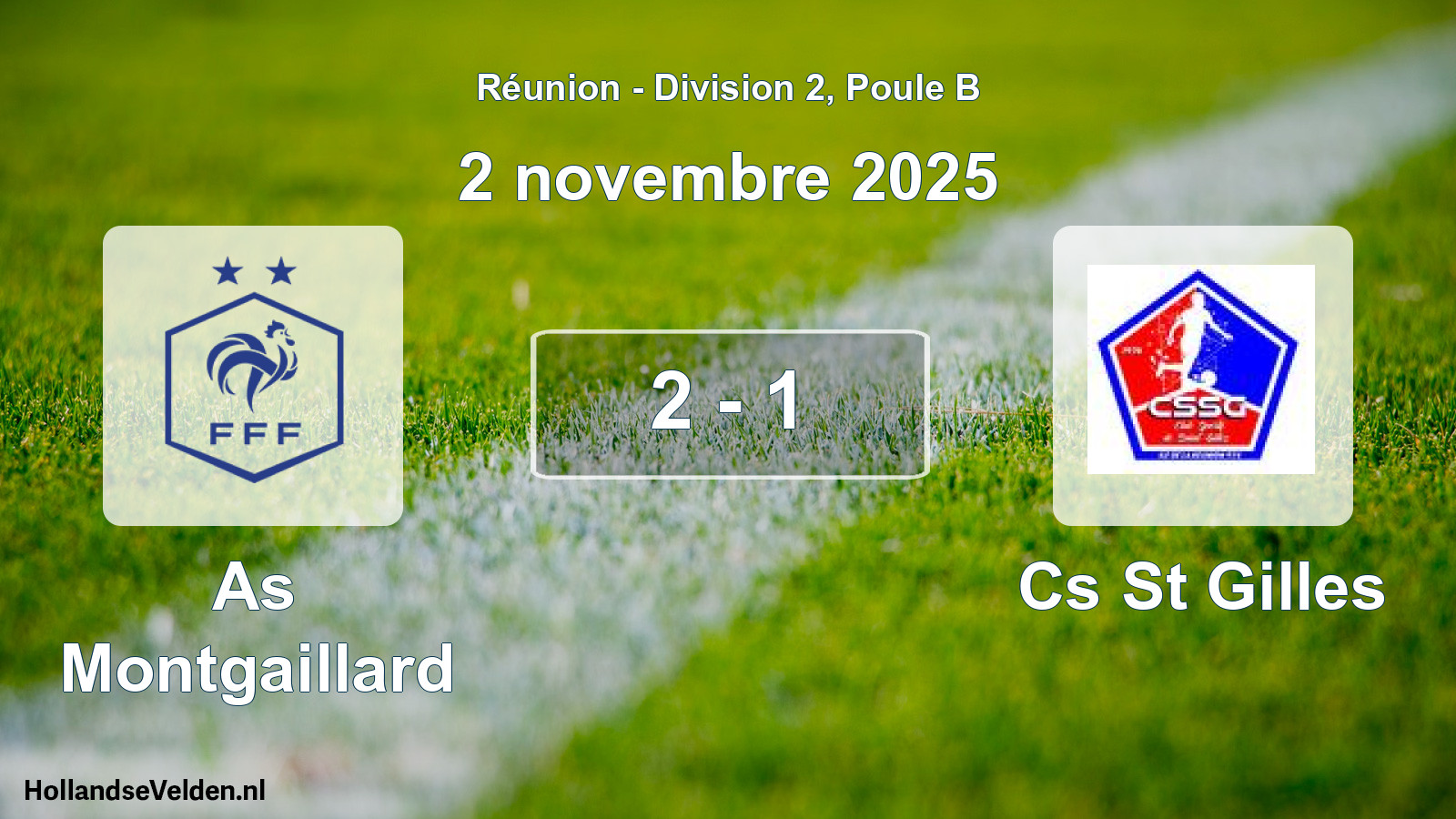 Total number of matches played: As Montgaillard - Cs St Gilles 2 - 1 (2 November 2025)