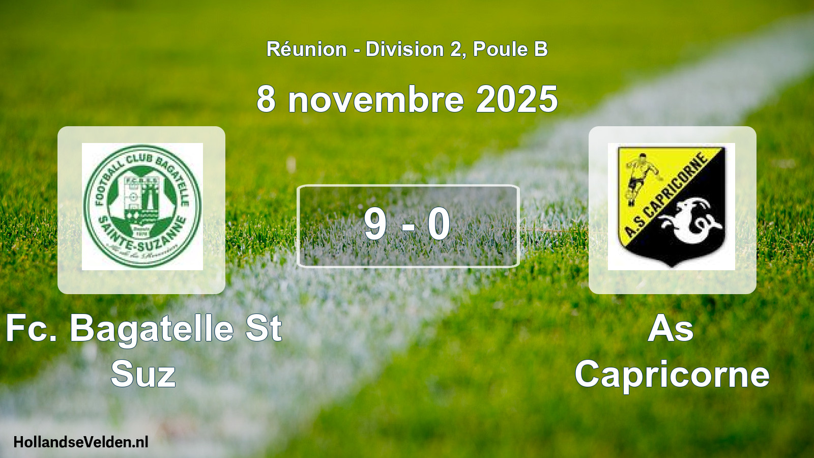 Match joué: Fc. Bagatelle St Suz - As Capricorne 9 - 0 (8 novembre 2025)