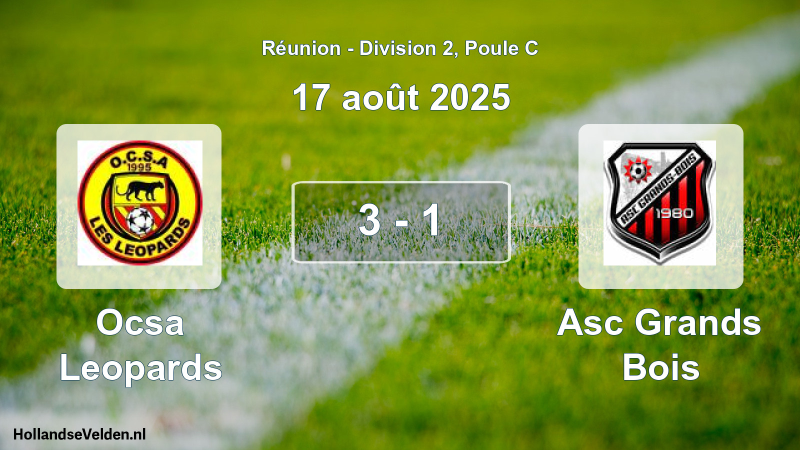 Match joué: Ocsa Leopards - Asc Grands Bois 3 - 1 (17 août 2025)