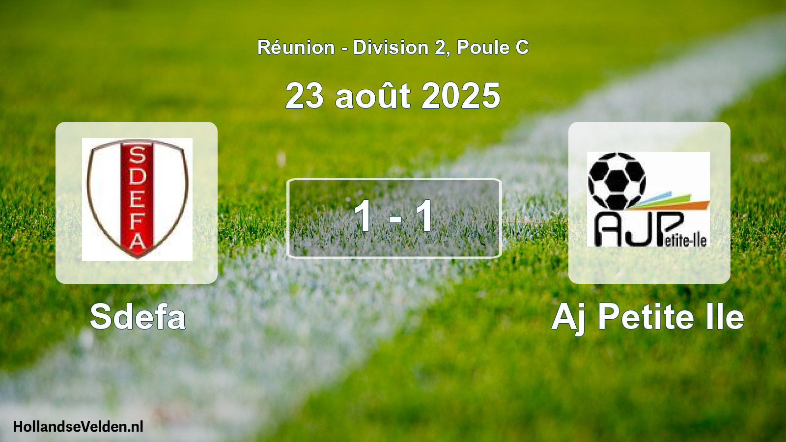 Match joué: Sdefa - Aj Petite Ile 1 - 1 (23 août 2025)