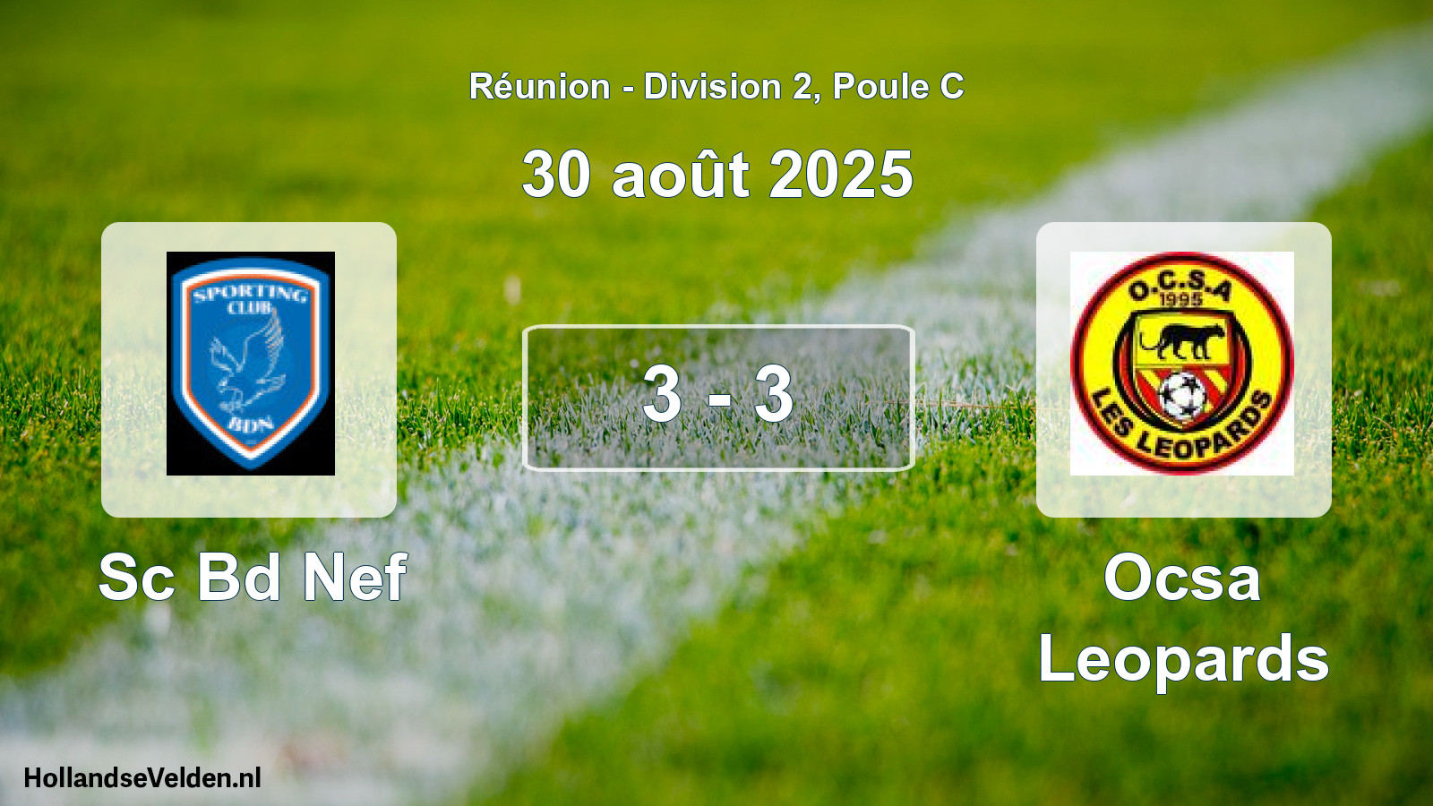 Match joué: Sc Bd Nef - Ocsa Leopards 3 - 3 (30 août 2025)