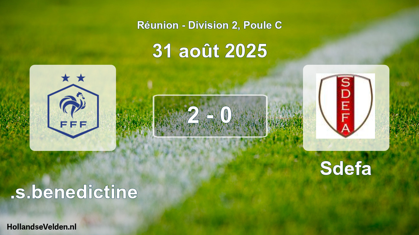 Match joué: U.s.benedictine - Sdefa 2 - 0 (31 août 2025)