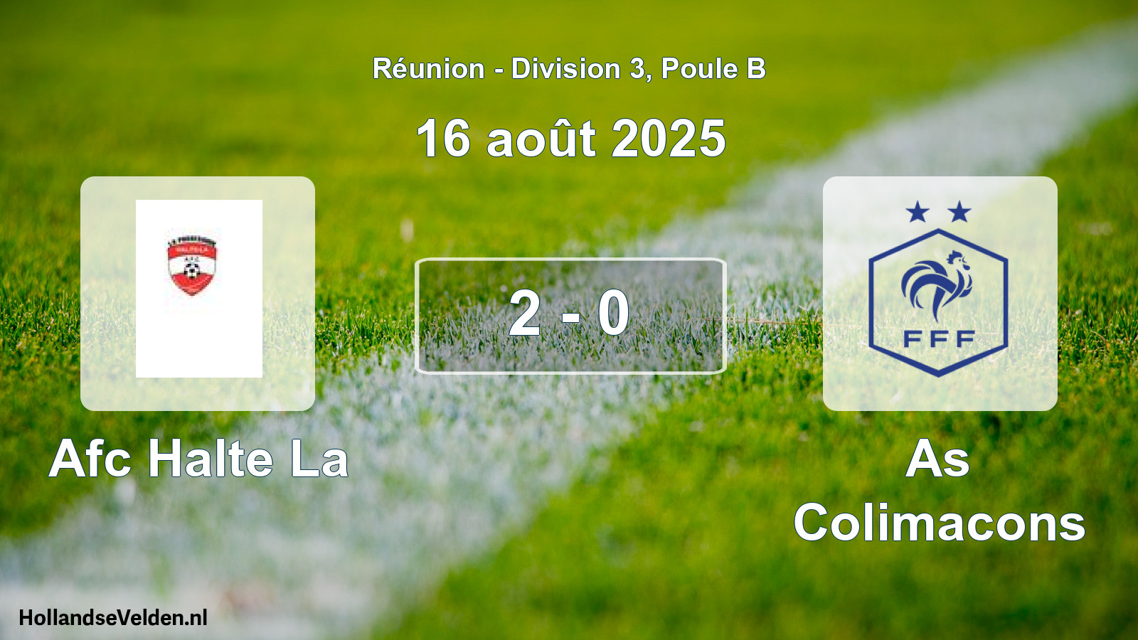 Match joué: Afc Halte La - As Colimacons 2 - 0 (16 août 2025)