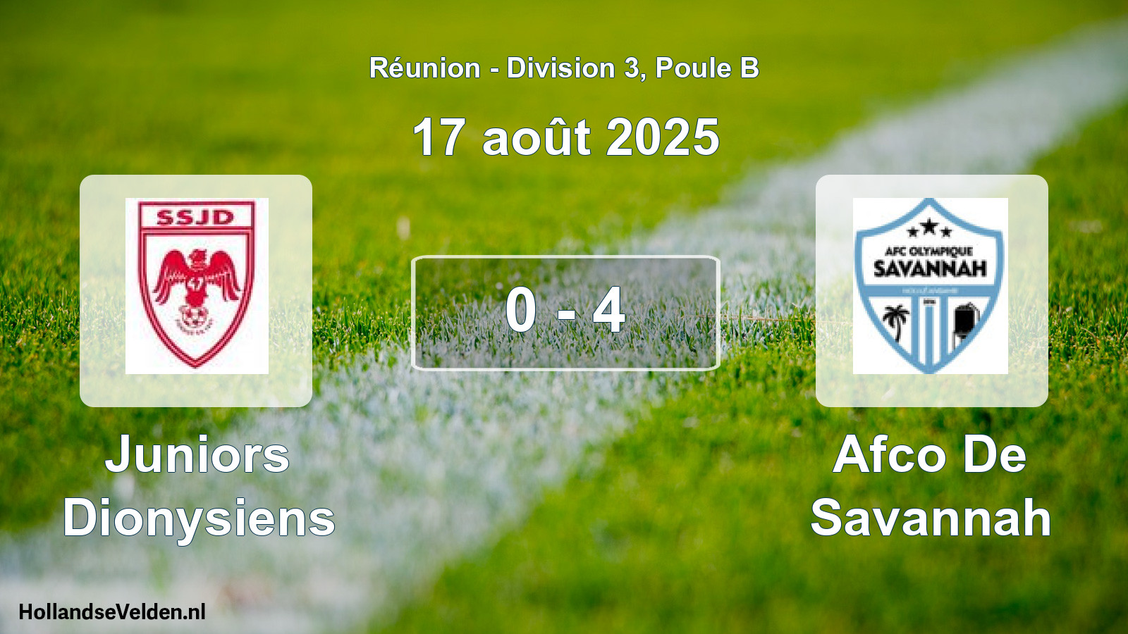 Total number of matches played: Juniors Dionysiens - Afco De Savannah 0 - 4 (17 August 2025)