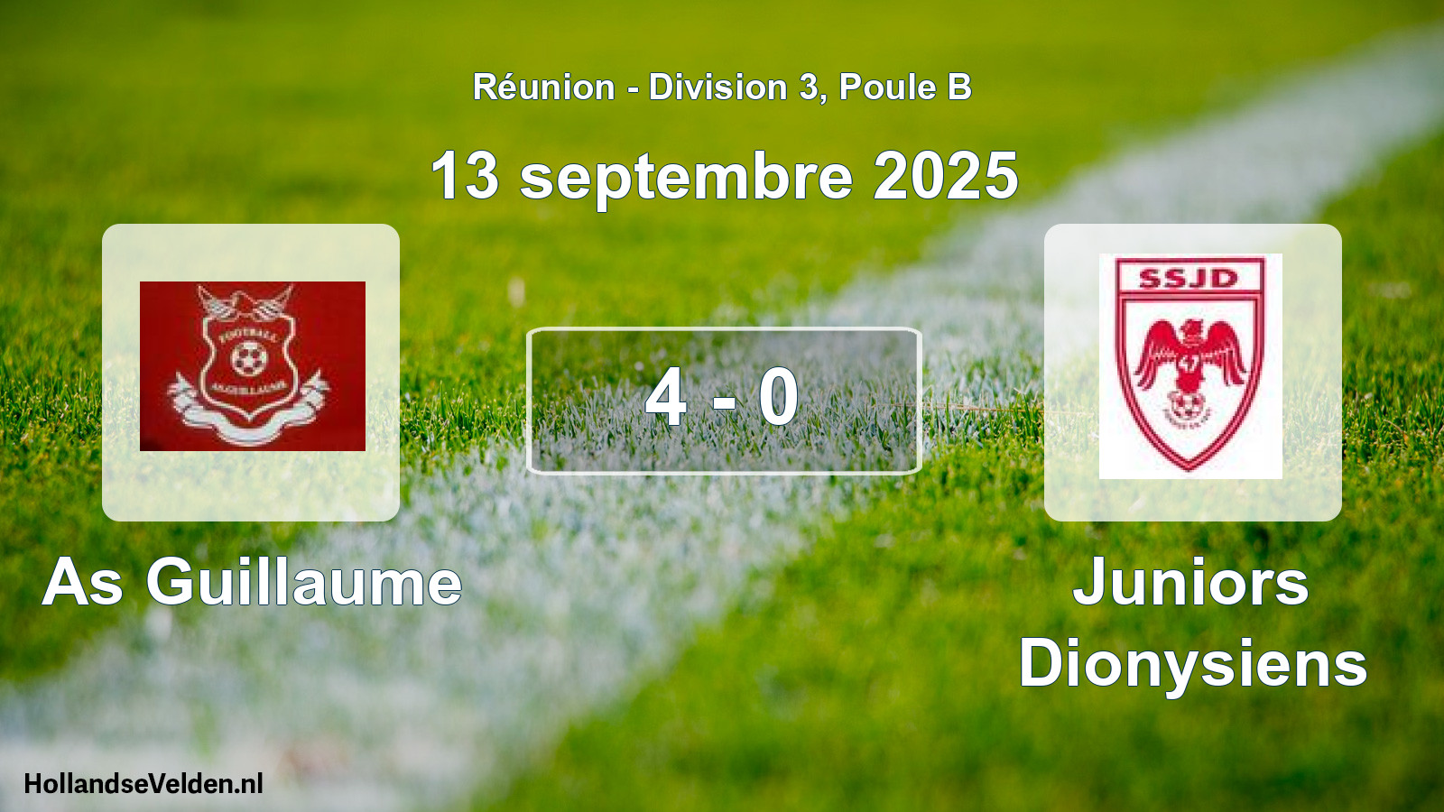 Match joué: As Guillaume - Juniors Dionysiens 4 - 0 (13 septembre 2025)