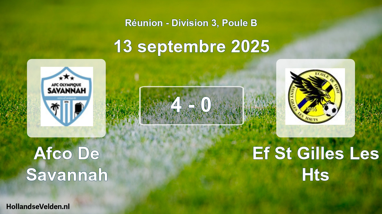 Match joué: Afco De Savannah - Ef St Gilles Les Hts 4 - 0 (13 septembre 2025)