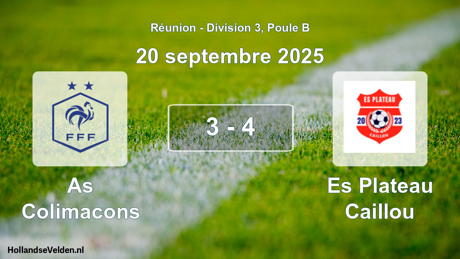 Match joué: As Colimacons - Es Plateau Caillou 3 - 4 (20 septembre 2025)