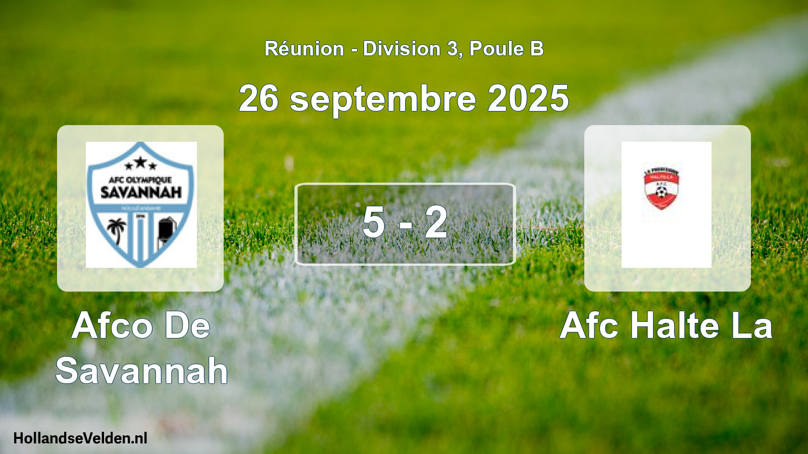 Match joué: Afco De Savannah - Afc Halte La 5 - 2 (26 septembre 2025)
