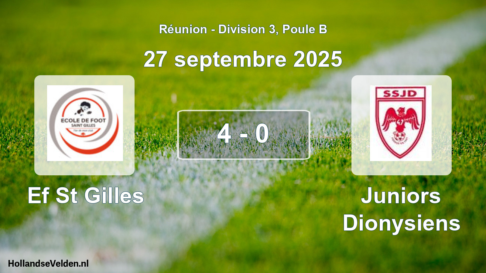 Match joué: Ef St Gilles - Juniors Dionysiens 4 - 0 (27 septembre 2025)