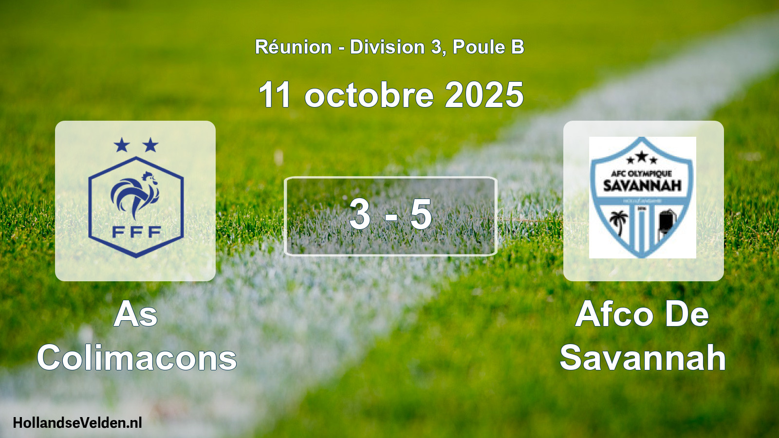 Total number of matches played: As Colimacons - Afco De Savannah 3 - 5 (11 October 2025)