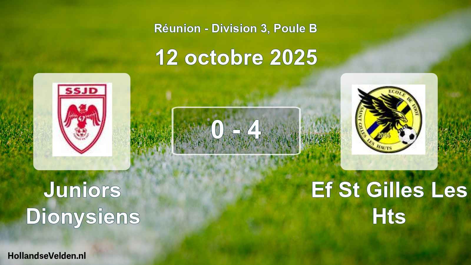 Match joué: Juniors Dionysiens - Ef St Gilles Les Hts 0 - 4 (12 octobre 2025)
