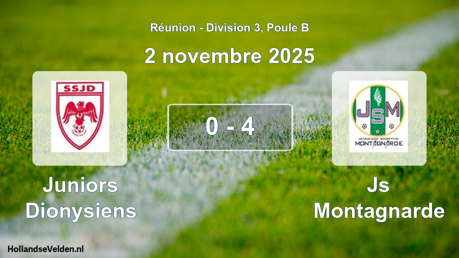 Match joué: Juniors Dionysiens - Js Montagnarde 0 - 4 (2 novembre 2025)