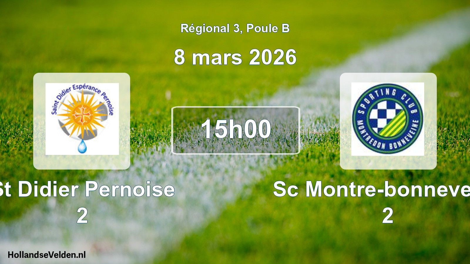 Geplande wedstrijd: St Didier Pernoise 2 - Sc Montre-bonneveine 2 (8 maart 2026)