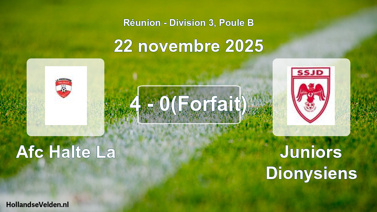 Match joué: Afc Halte La - Juniors Dionysiens 4 - 0 (22 novembre 2025)