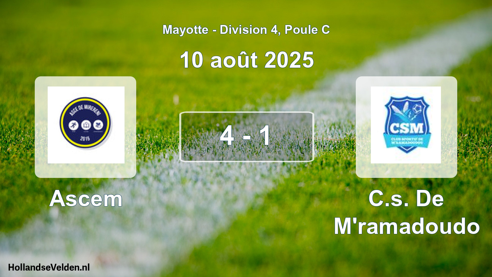 Gespeelde wedstrijd: Ascem - C.s. De M'ramadoudo 4 - 1 (10 augustus 2025)