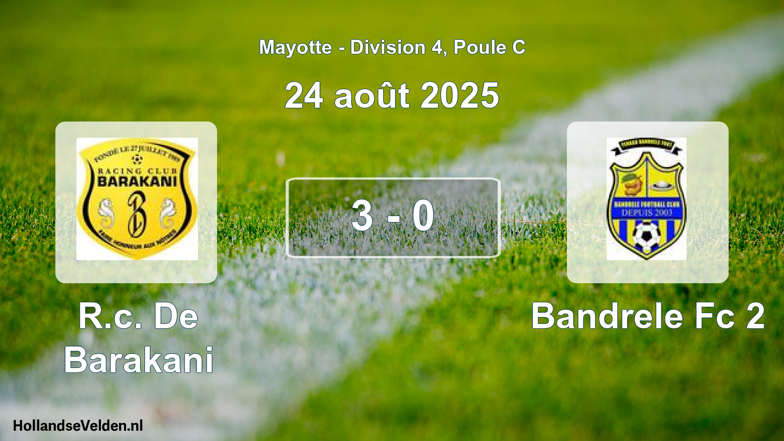 Gespeelde wedstrijd: R.c. De Barakani - Bandrele Fc 2 3 - 0 (24 augustus 2025)