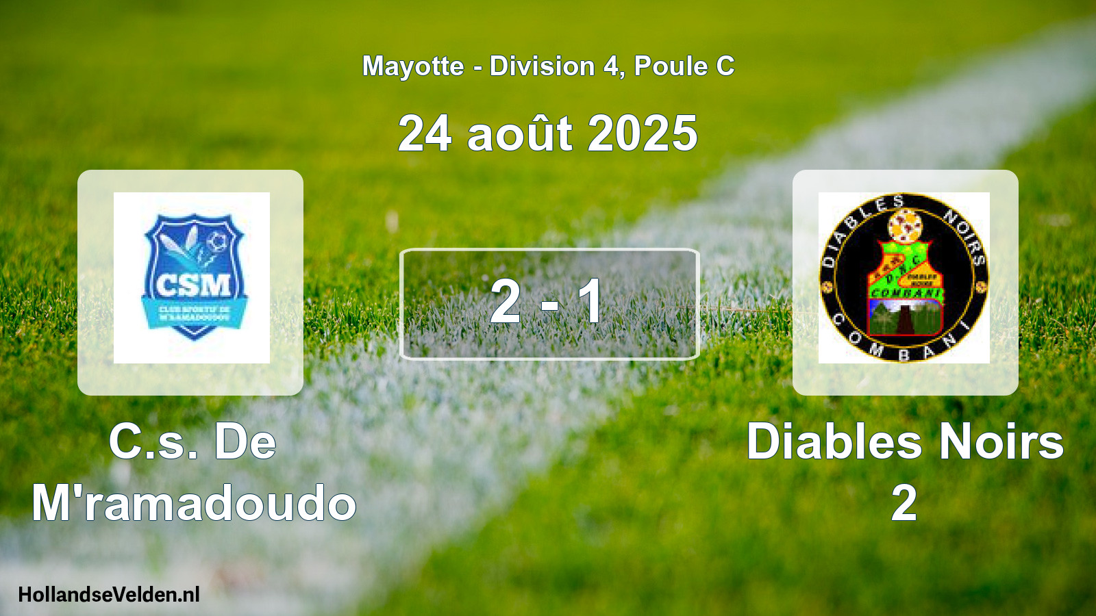 Total number of matches played: C.s. De M'ramadoudo - Diables Noirs 2 2 - 1 (24 August 2025)
