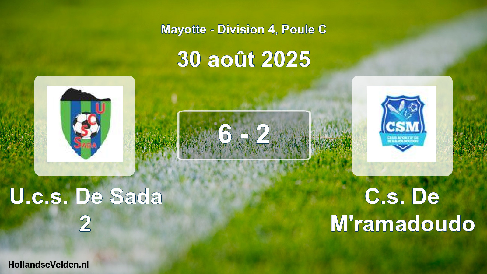 Total number of matches played: U.c.s. De Sada 2 - C.s. De M'ramadoudo 6 - 2 (30 August 2025)