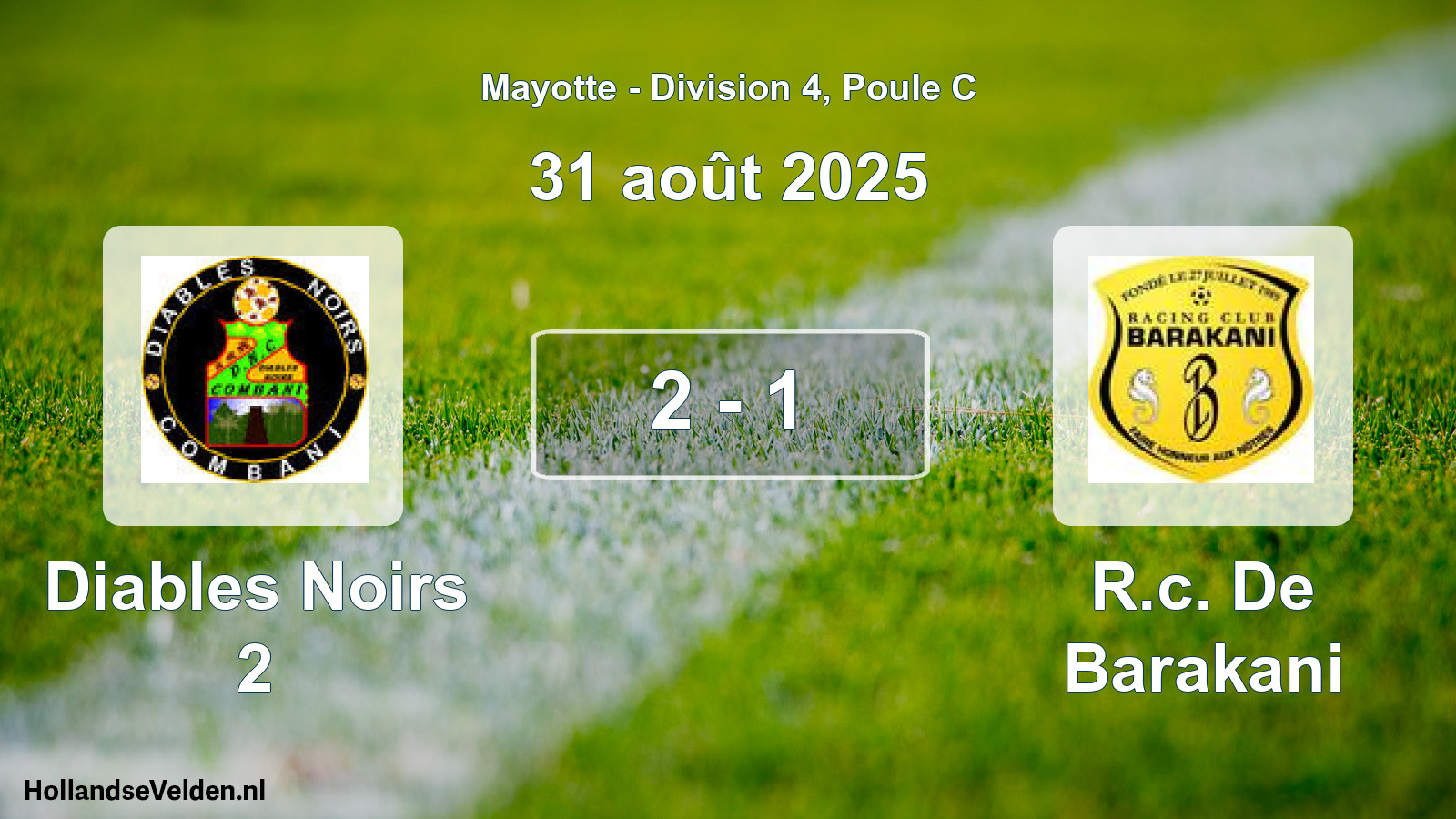 Match joué: Diables Noirs 2 - R.c. De Barakani 2 - 1 (31 août 2025)