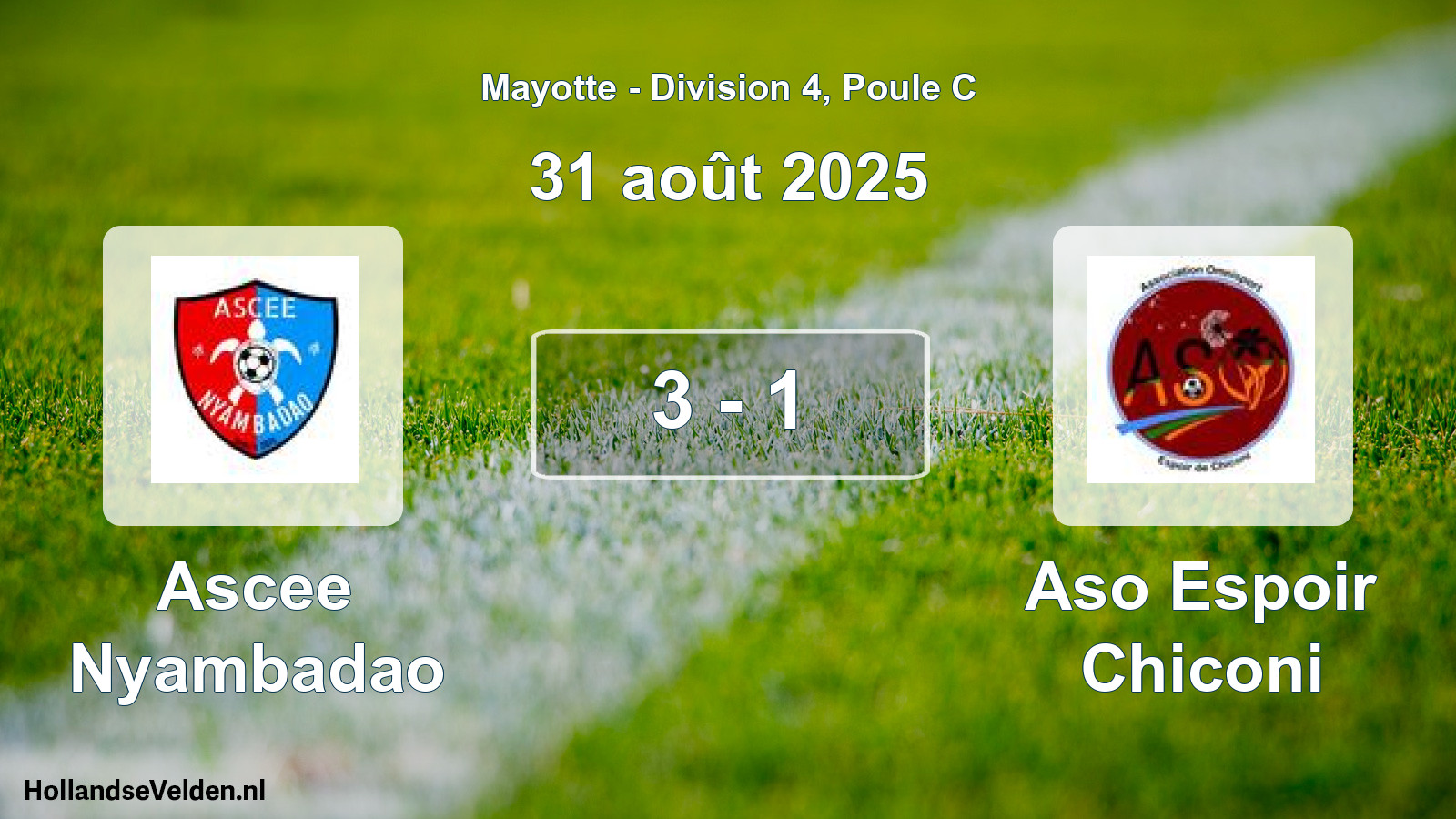 Total number of matches played: Ascee Nyambadao - Aso Espoir Chiconi 3 - 1 (31 August 2025)