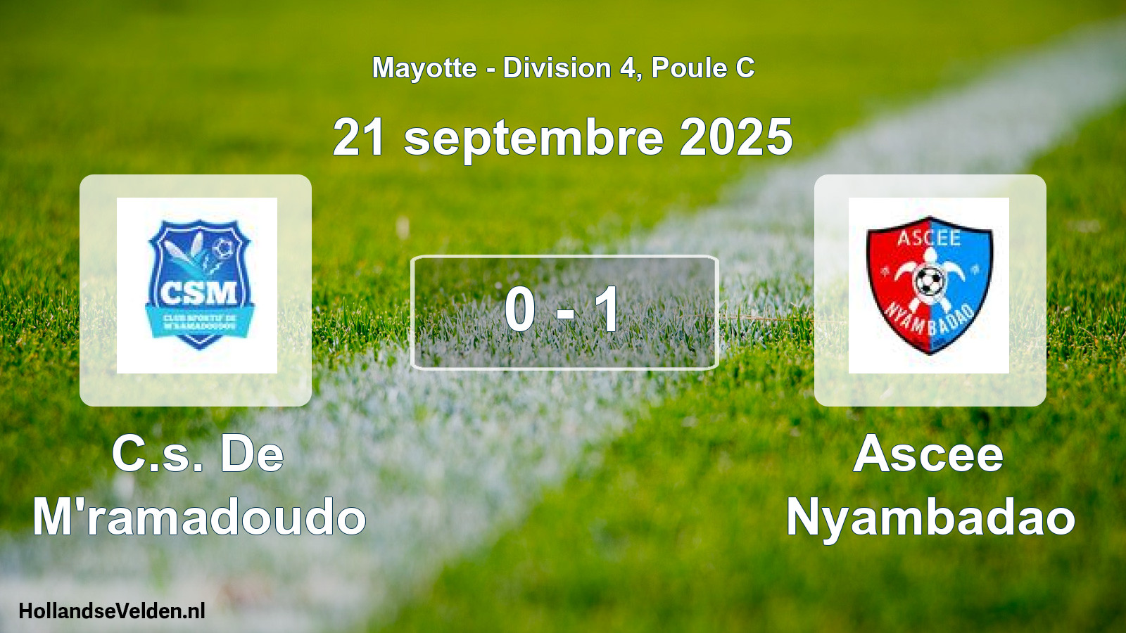 Match joué: C.s. De M'ramadoudo - Ascee Nyambadao 0 - 1 (21 septembre 2025)