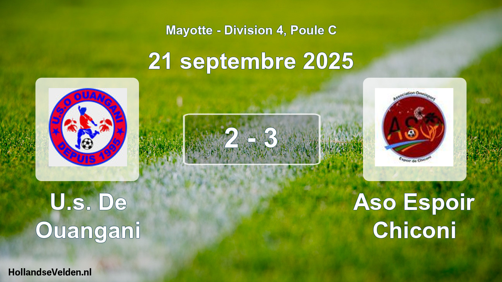 Total number of matches played: U.s. De Ouangani - Aso Espoir Chiconi 2 - 3 (21 September 2025)