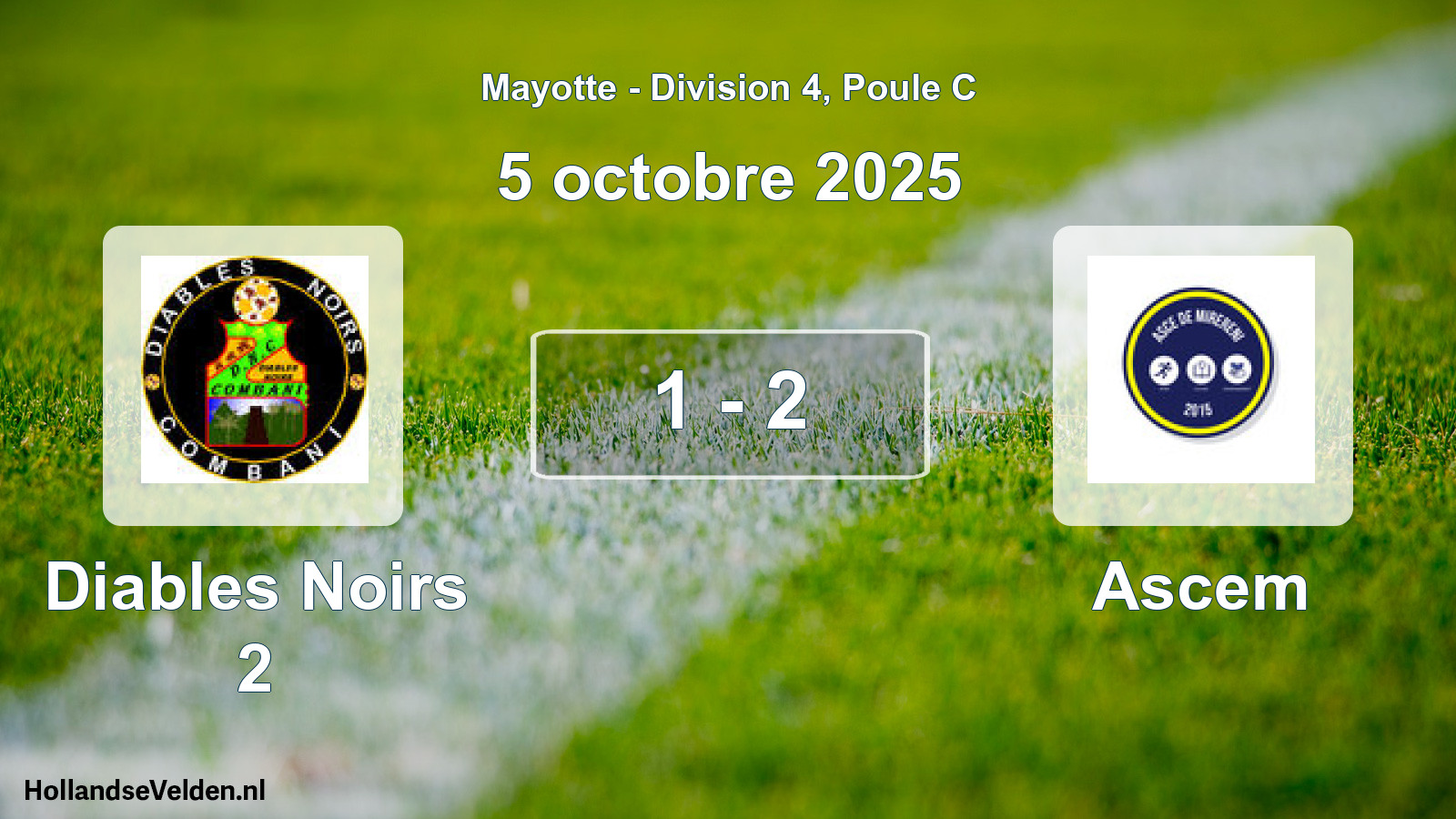 Match joué: Diables Noirs 2 - Ascem 1 - 2 (5 octobre 2025)