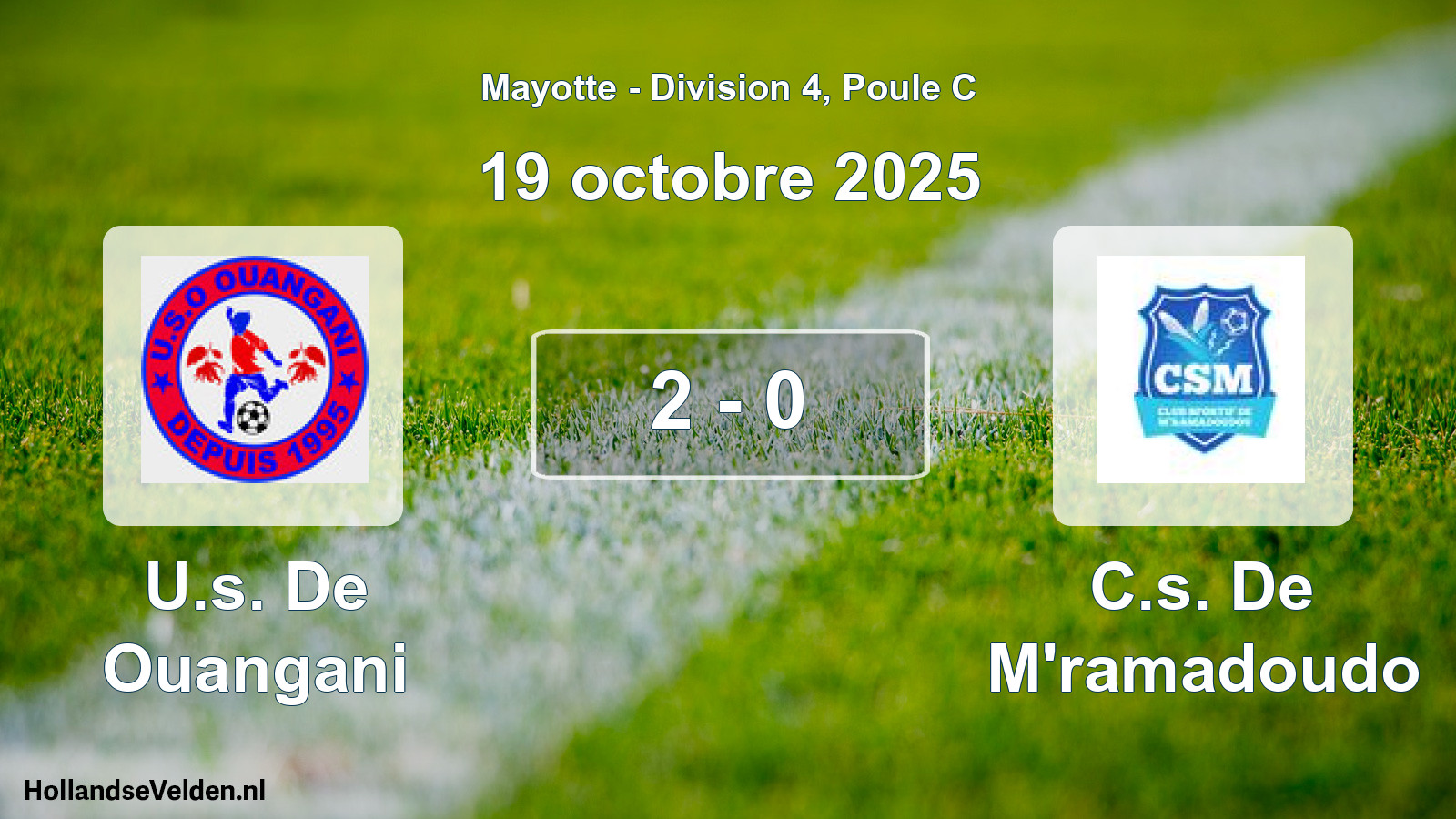 Match joué: U.s. De Ouangani - C.s. De M'ramadoudo 2 - 0 (19 octobre 2025)