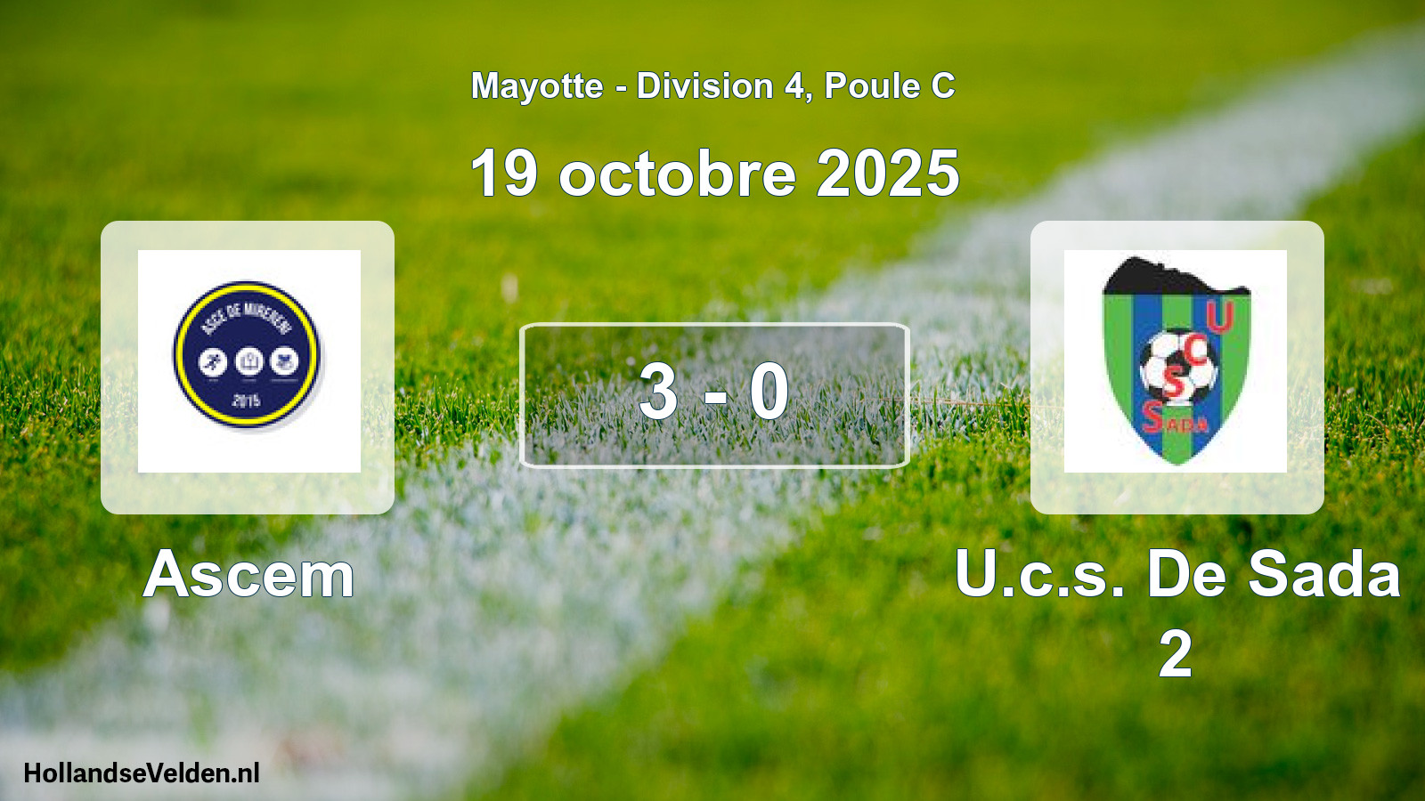 Match joué: Ascem - U.c.s. De Sada 2 3 - 0 (19 octobre 2025)