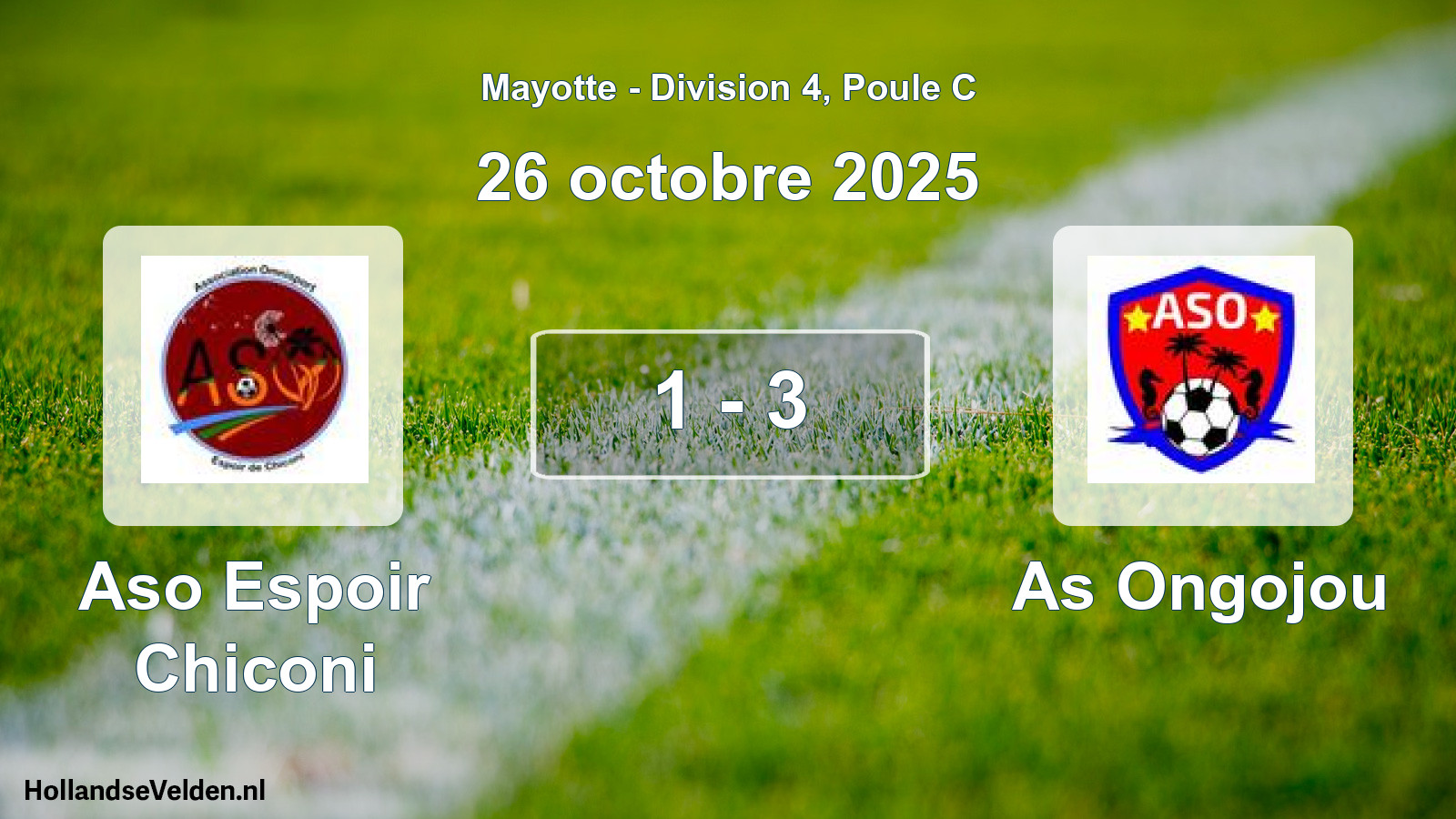 Match joué: Aso Espoir Chiconi - As Ongojou 1 - 3 (26 octobre 2025)