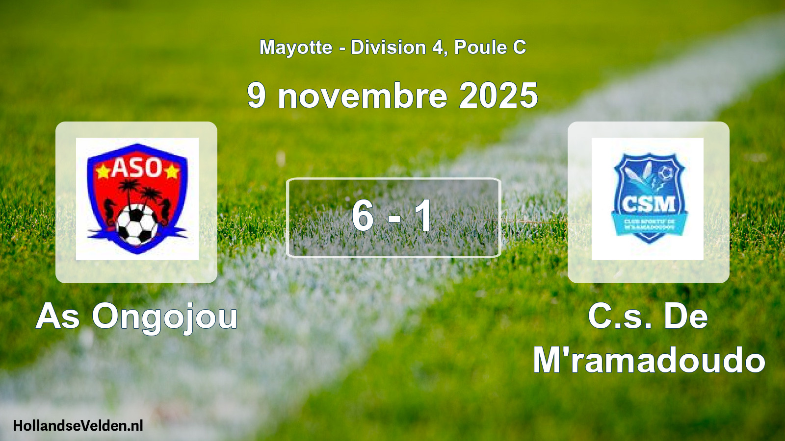 Match joué: As Ongojou - C.s. De M'ramadoudo 6 - 1 (9 novembre 2025)