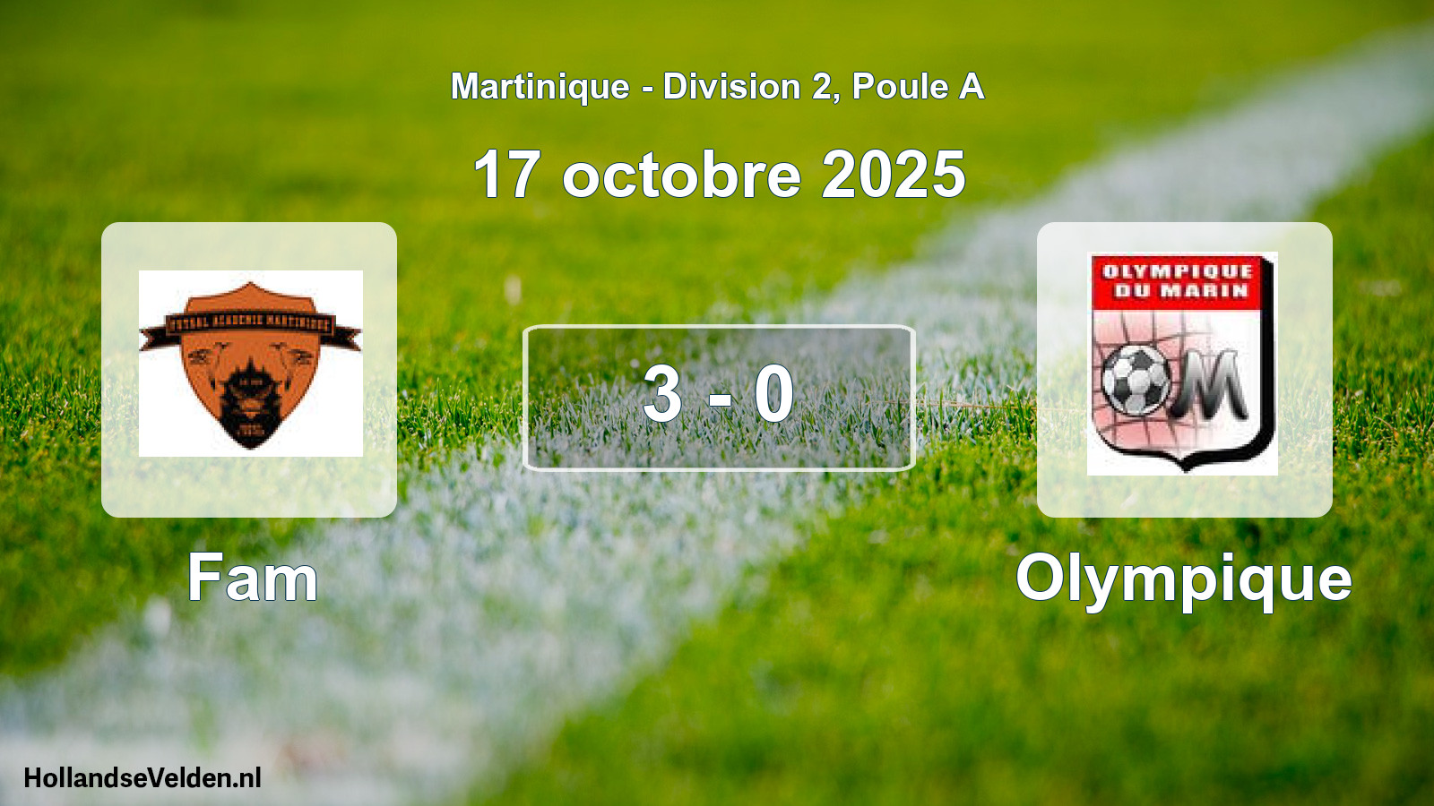 Total number of matches played: Fam - Olympique 3 - 0 (17 October 2025)