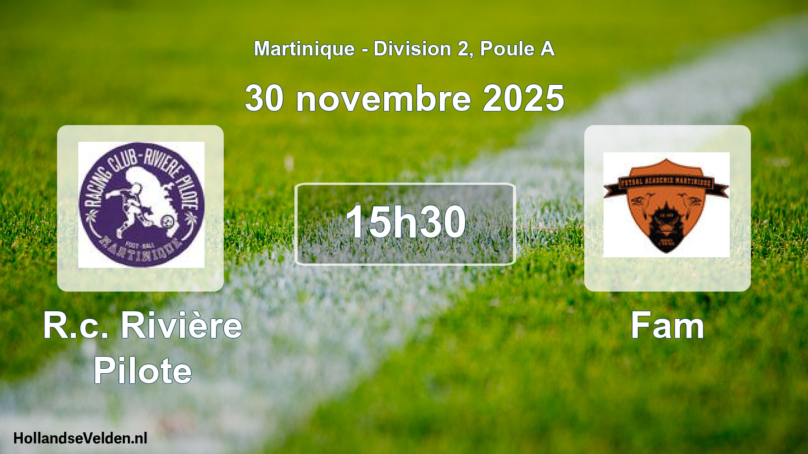 Match programmé: R.c. Rivière Pilote - Fam (30 novembre 2025)