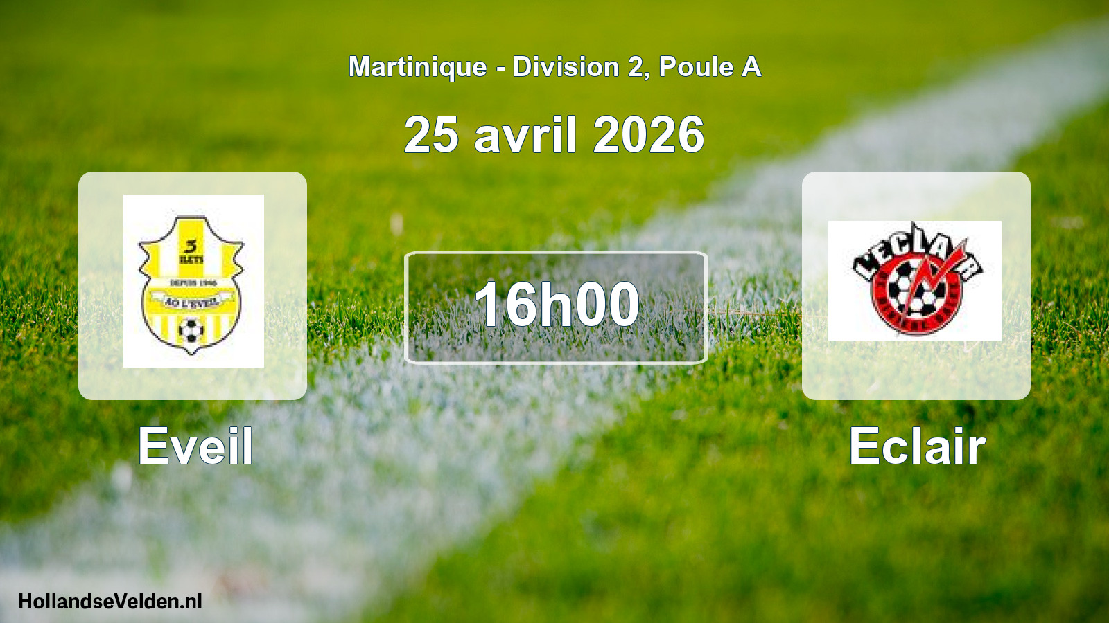 Match programmé: Eveil - Eclair (25 avril 2026)