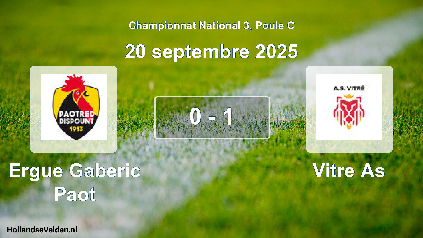 Gespeelde wedstrijd: Ergue Gaberic Paot - Vitre As 0 - 1 (20 september 2025)