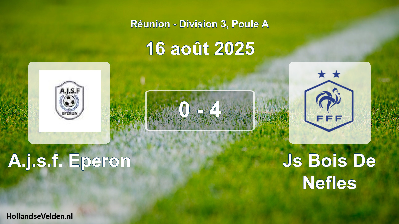Total number of matches played: A.j.s.f. Eperon - Js Bois De Nefles 0 - 4 (16 August 2025)