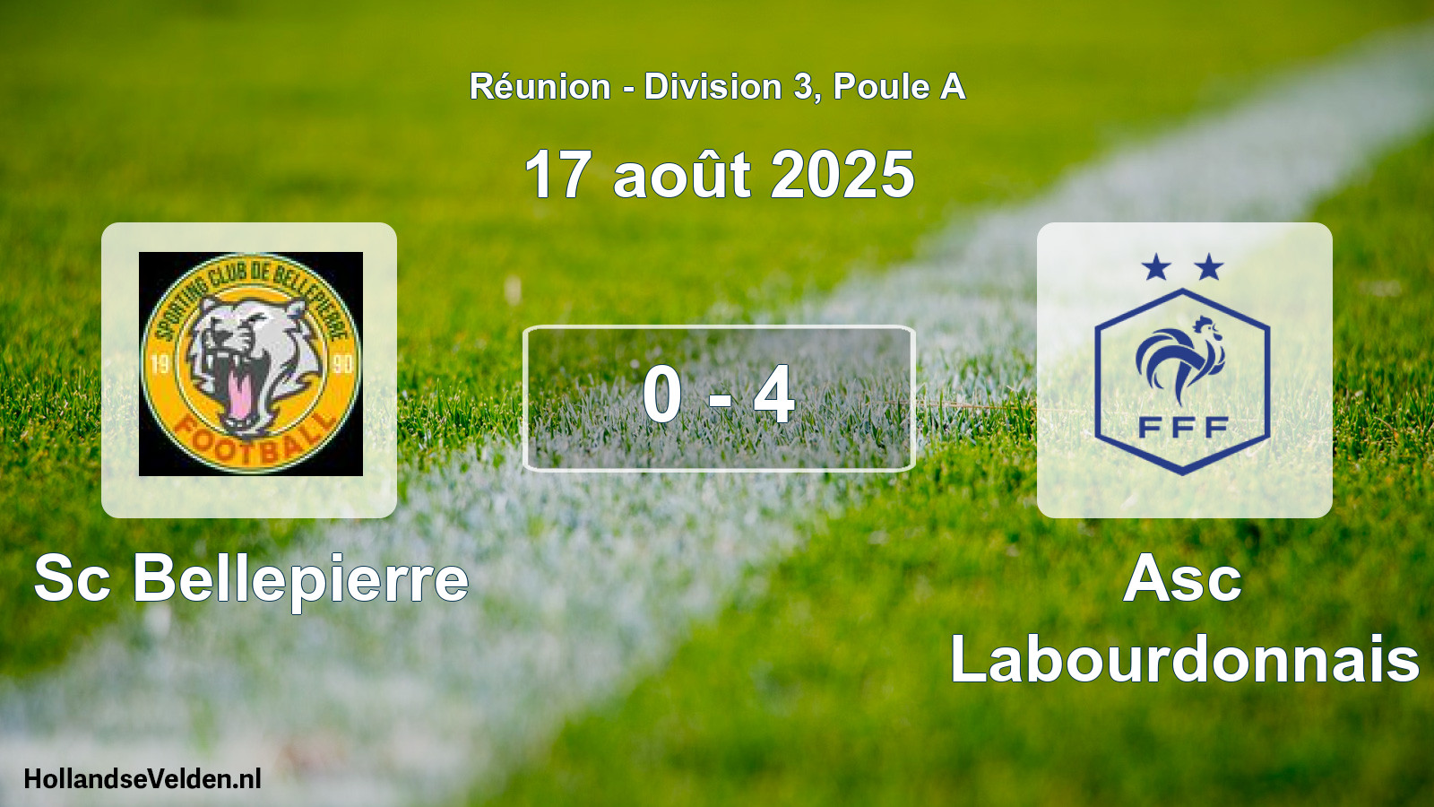 Match joué: Sc Bellepierre - Asc Labourdonnais 0 - 4 (17 août 2025)