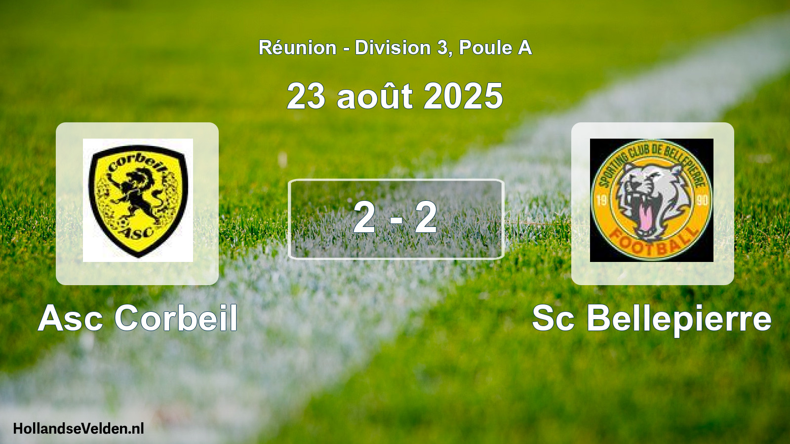 Match joué: Asc Corbeil - Sc Bellepierre 2 - 2 (23 août 2025)