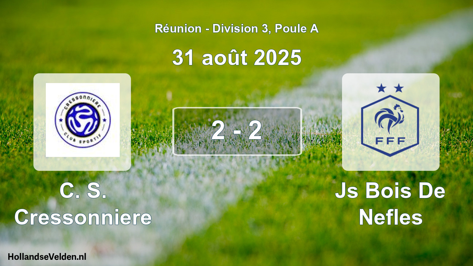 Match joué: C. S. Cressonniere - Js Bois De Nefles 2 - 2 (31 août 2025)