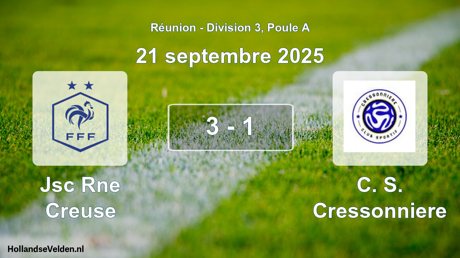 Match joué: Jsc Rne Creuse - C. S. Cressonniere 3 - 1 (21 septembre 2025)