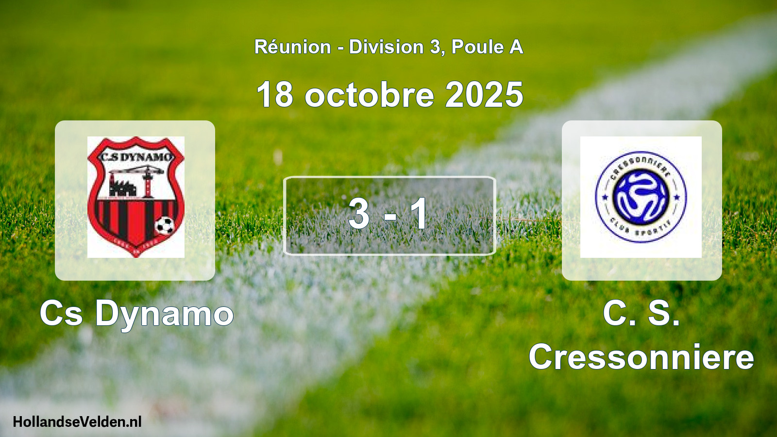 Match joué: Cs Dynamo - C. S. Cressonniere 3 - 1 (18 octobre 2025)