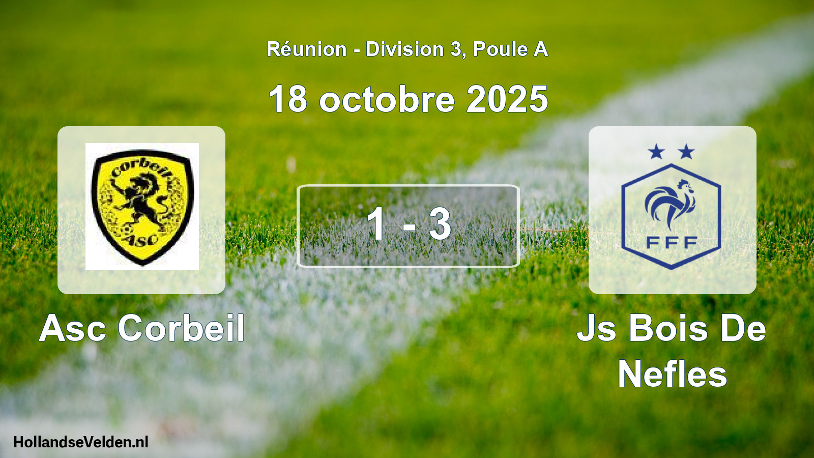 Gespeelde wedstrijd: Asc Corbeil - Js Bois De Nefles 1 - 3 (18 oktober 2025)