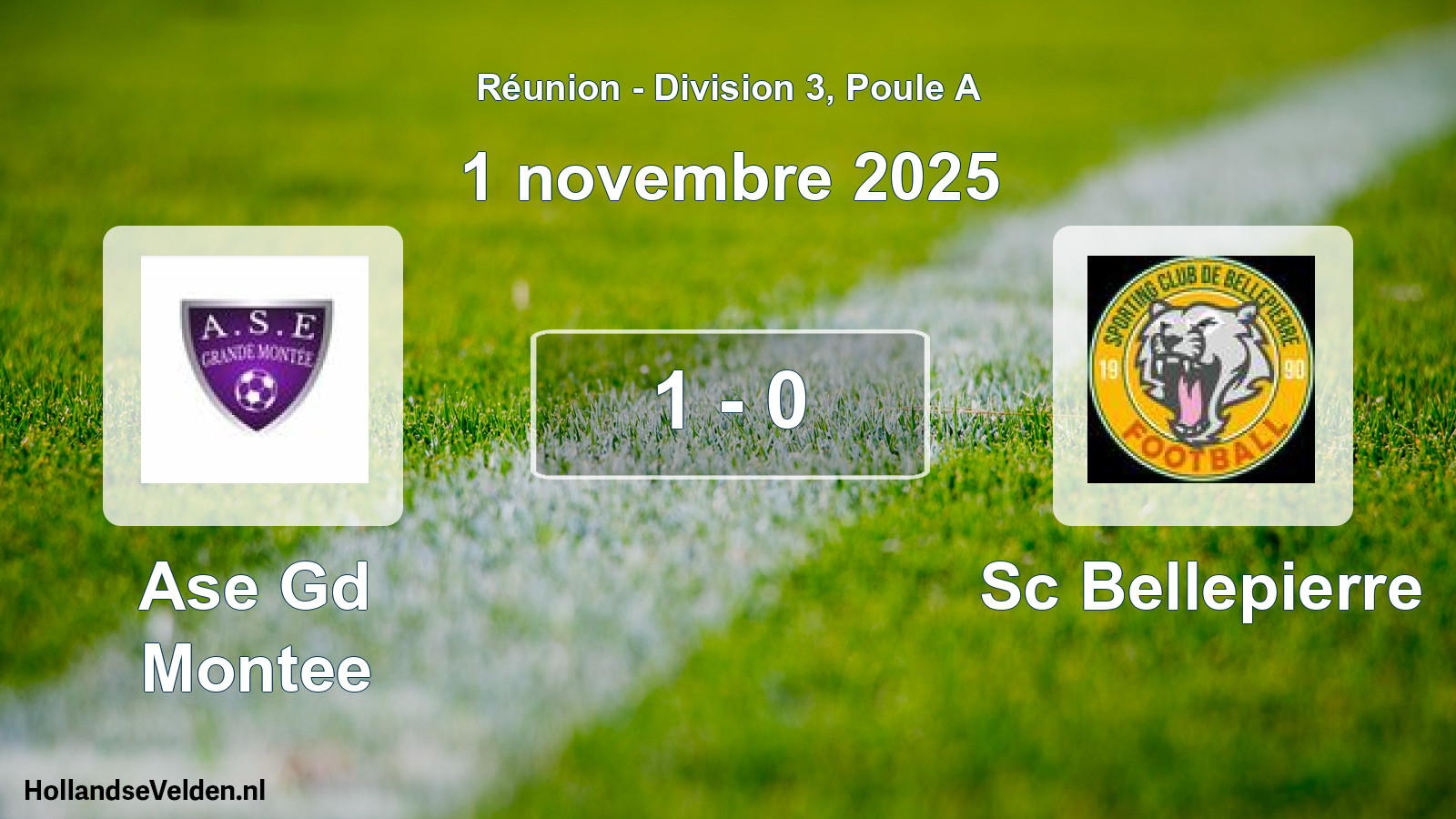 Total number of matches played: Ase Gd Montee - Sc Bellepierre 1 - 0 (1 November 2025)