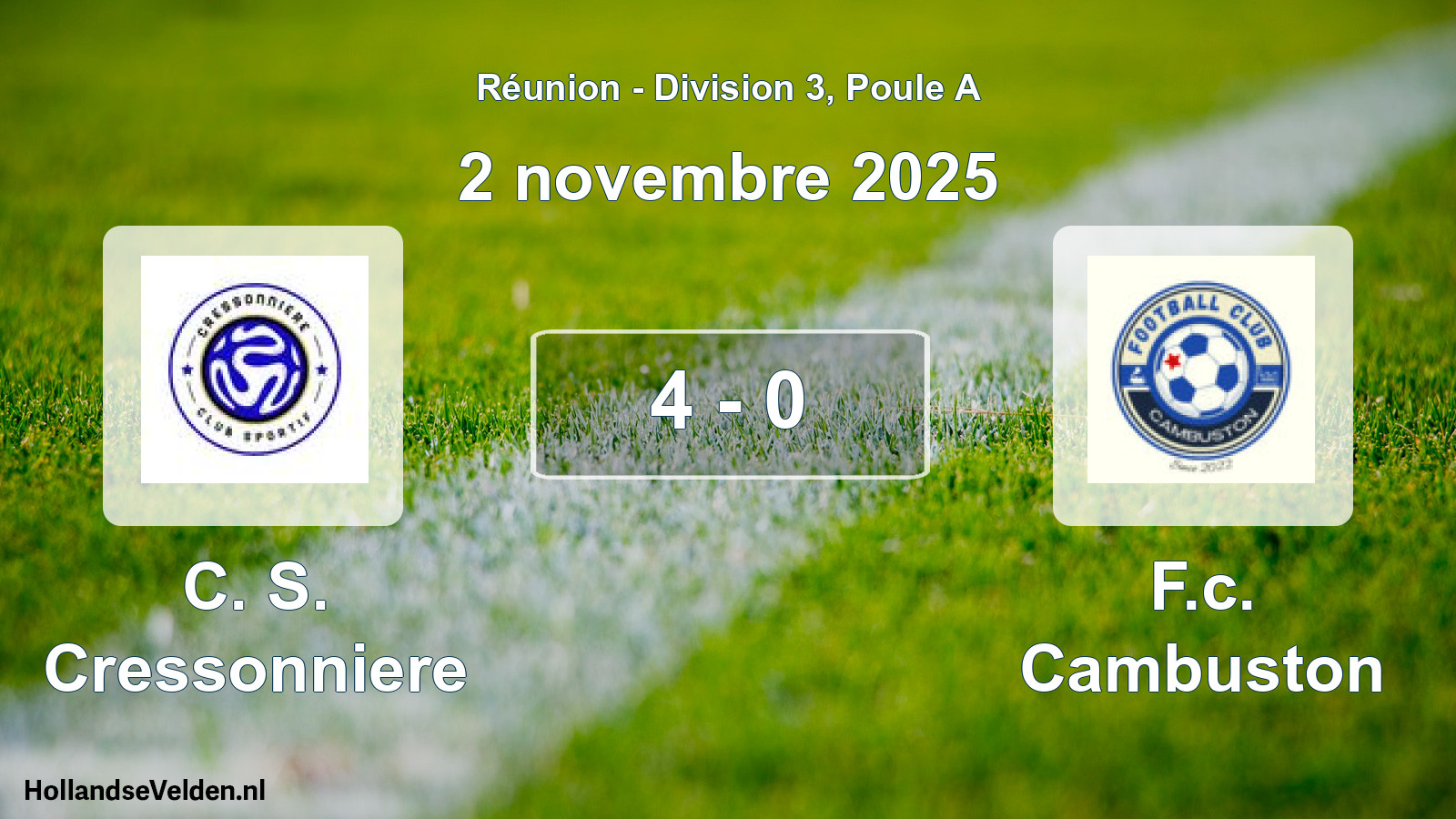 Match joué: C. S. Cressonniere - F.c. Cambuston 4 - 0 (2 novembre 2025)