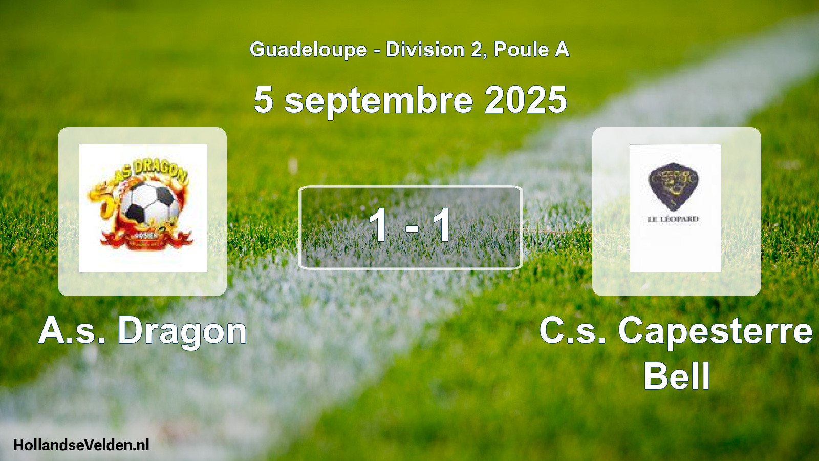 Match joué: A.s. Dragon - C.s. Capesterre Bell 1 - 1 (5 septembre 2025)
