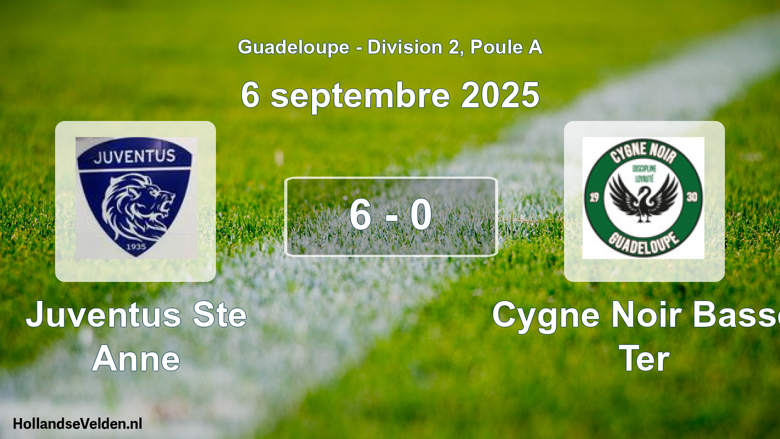 Total number of matches played: Juventus Ste Anne - Cygne Noir Basse Ter 6 - 0 (6 September 2025)