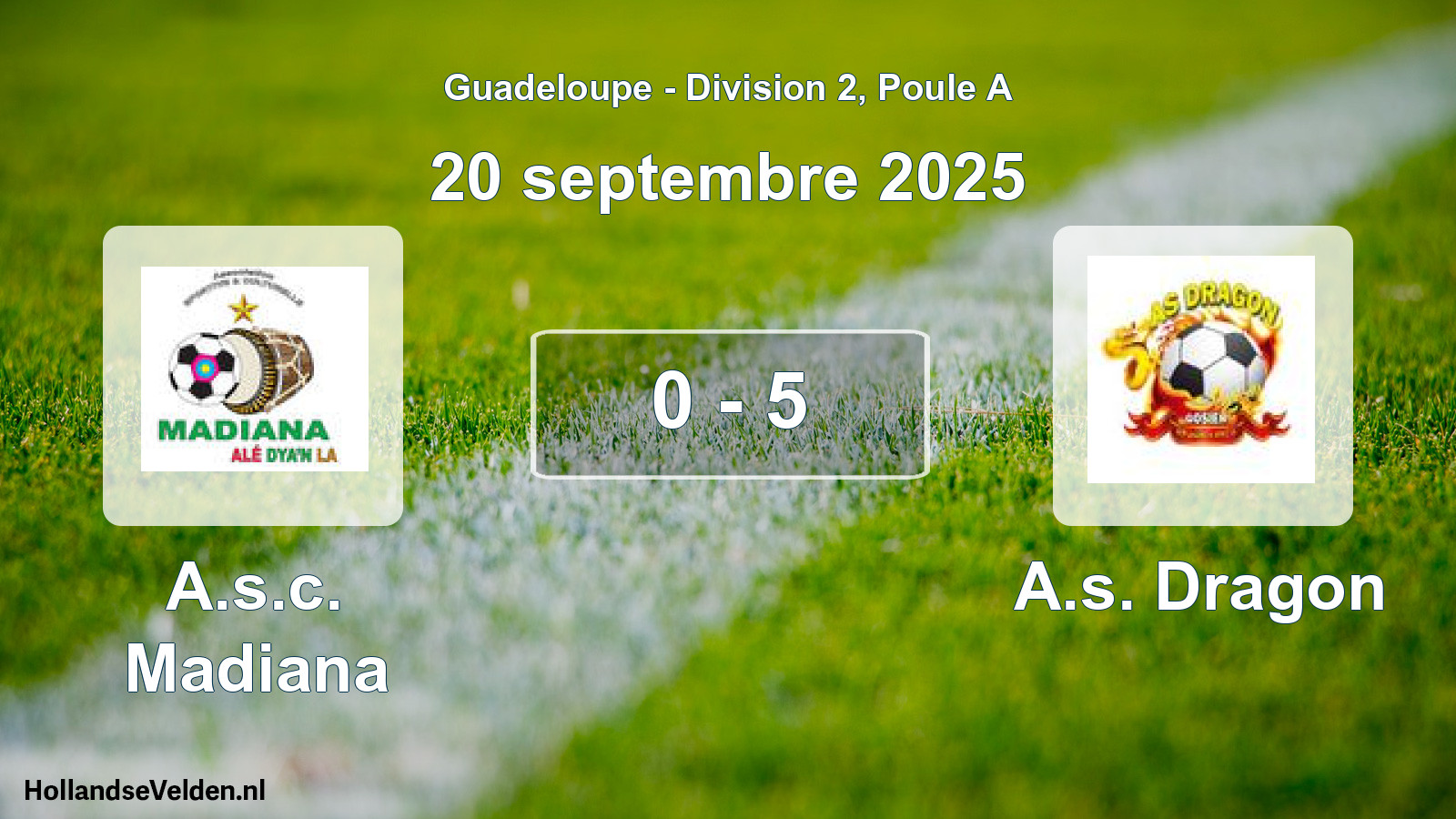Match joué: A.s.c. Madiana - A.s. Dragon 0 - 5 (20 septembre 2025)